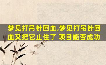 梦见打吊针回血,梦见打吊针回血又把它止住了 项目能否成功